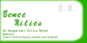 bence milics business card
